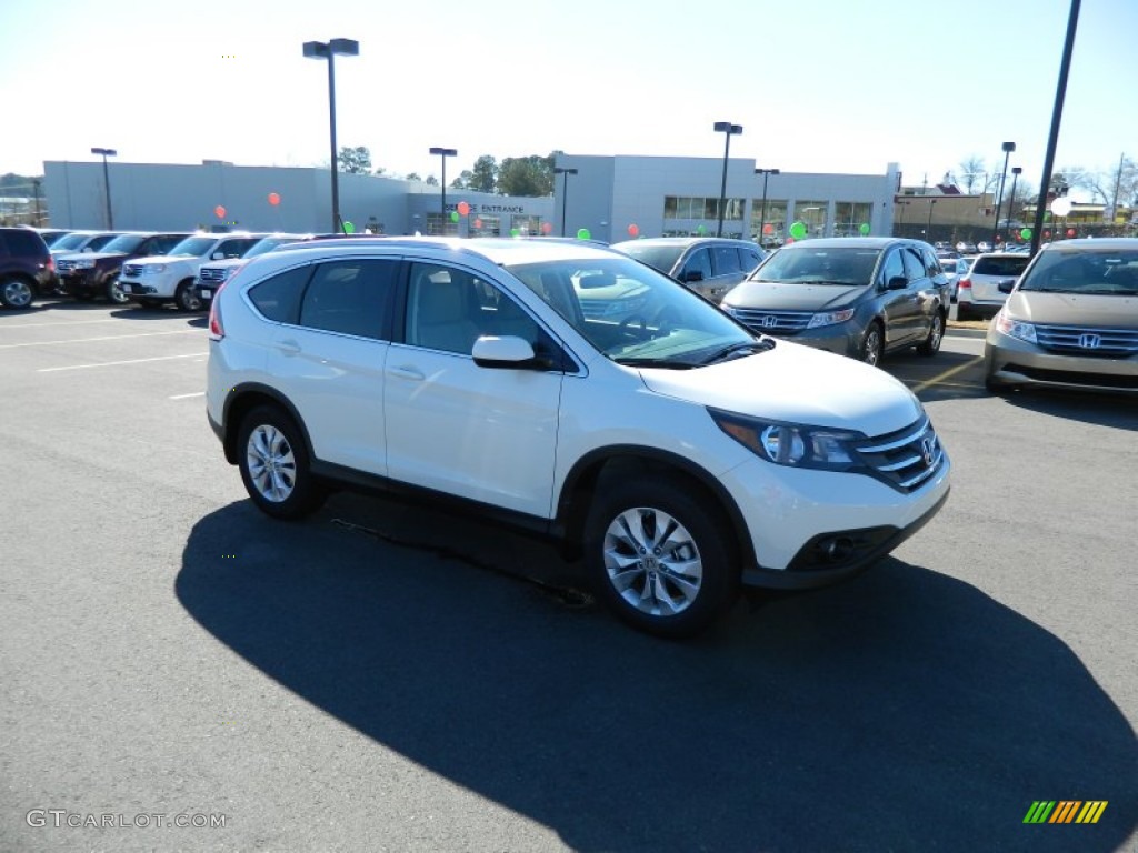 2013 CR-V EX-L - White Diamond Pearl / Beige photo #7