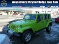 2013 Gecko Green Pearl Jeep Wrangler Unlimited Sahara 4x4  photo #1