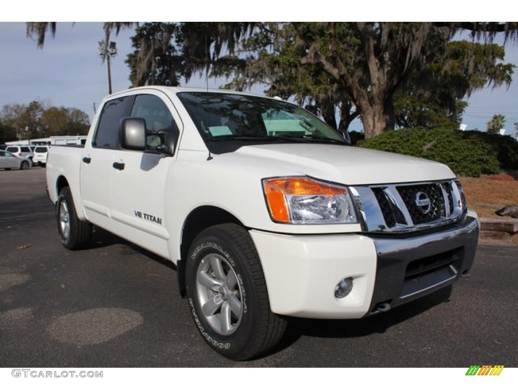 2012 Titan SL Crew Cab - Blizzard White / Almond photo #1