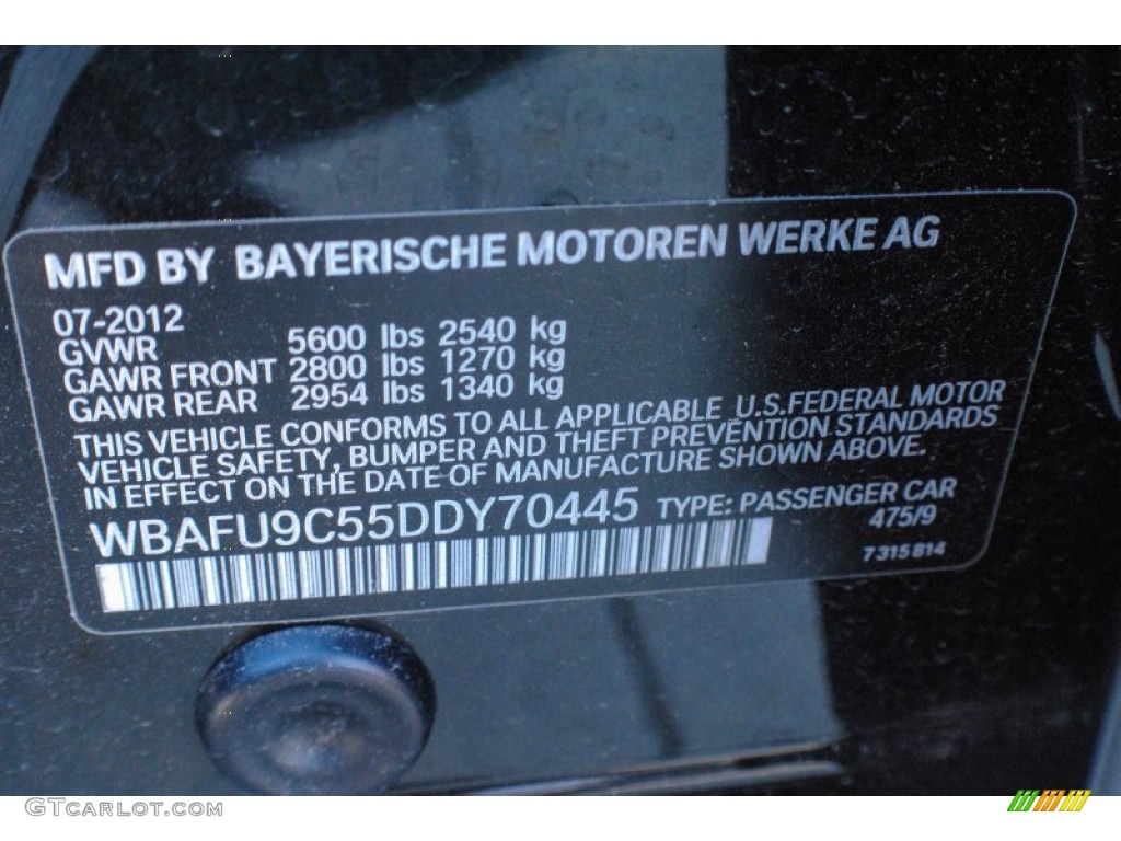 2013 5 Series Color Code 475 for Black Sapphire Metallic Photo #75573464