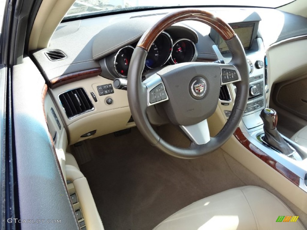 2010 Cadillac CTS 3.0 Sedan Cashmere/Cocoa Steering Wheel Photo #75580003
