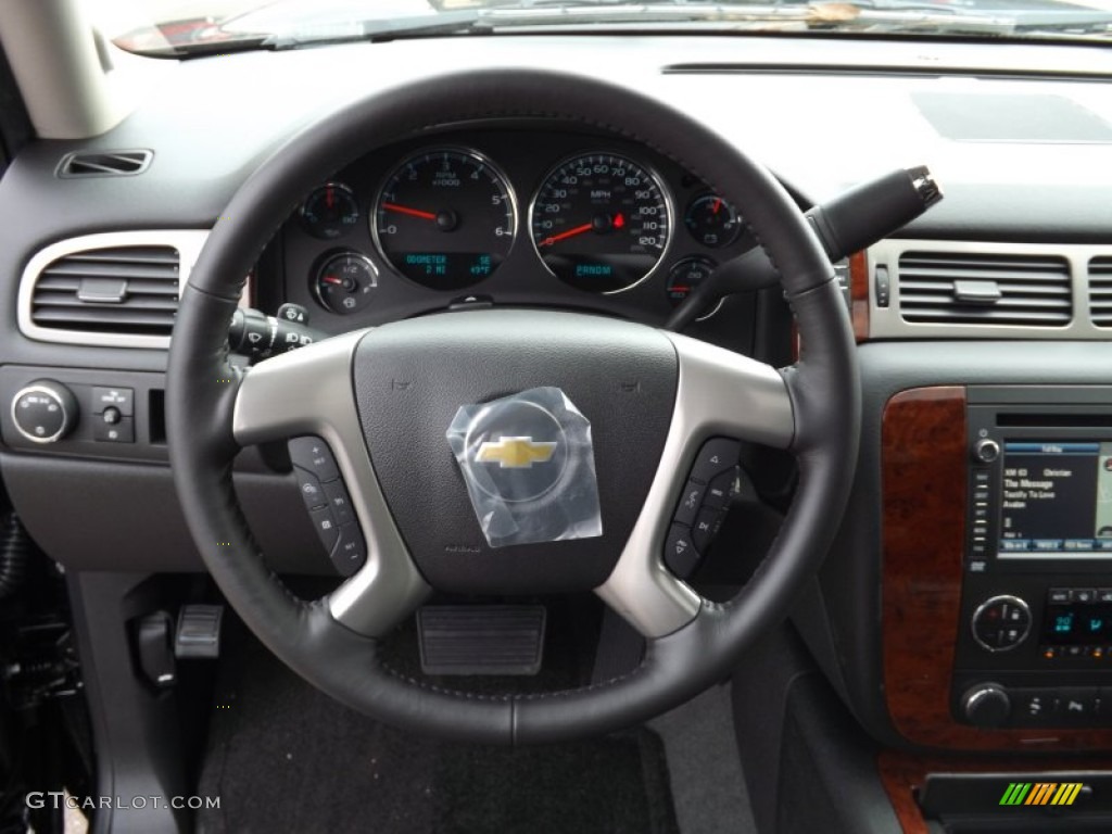2013 Chevrolet Tahoe LTZ Ebony Steering Wheel Photo #75580208