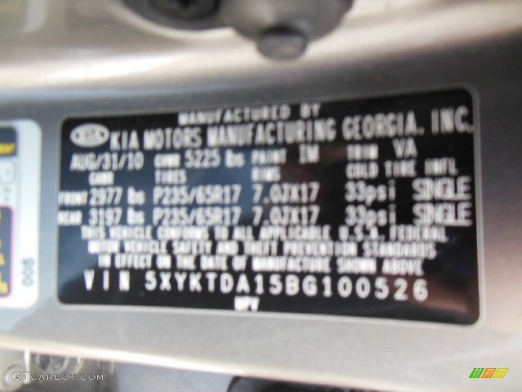 2011 Sorento LX AWD - Titanium Silver / Black photo #20