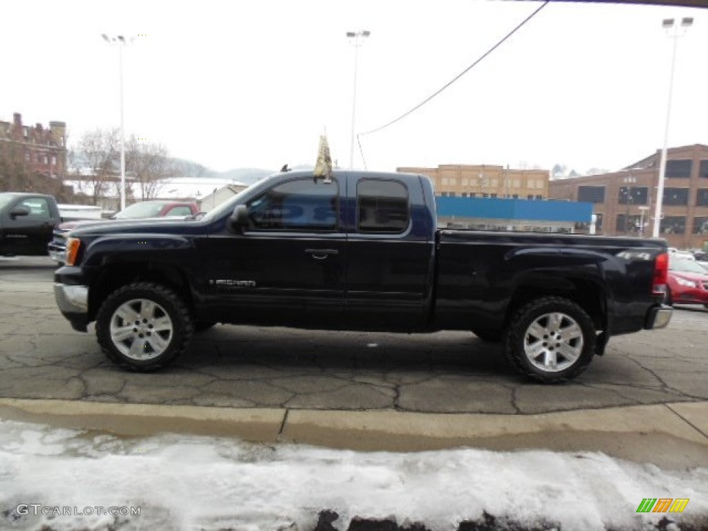 2008 Sierra 1500 SLE Extended Cab 4x4 - Midnight Blue Metallic / Ebony photo #5