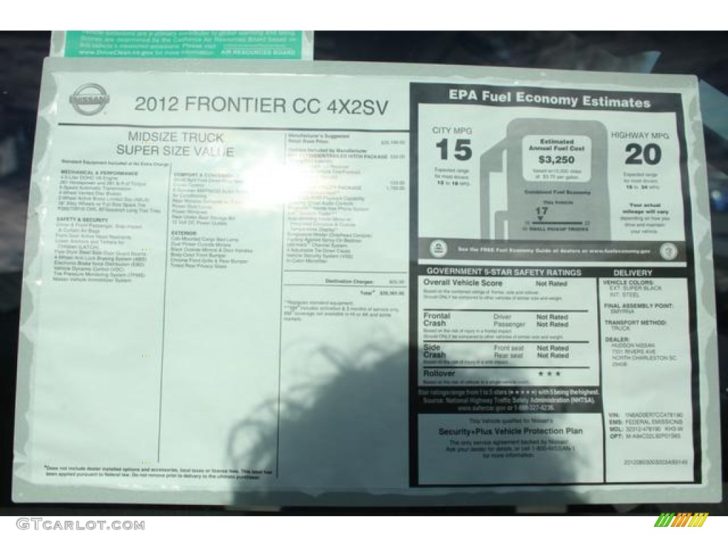 2012 Frontier SV Crew Cab - Super Black / Steel photo #2