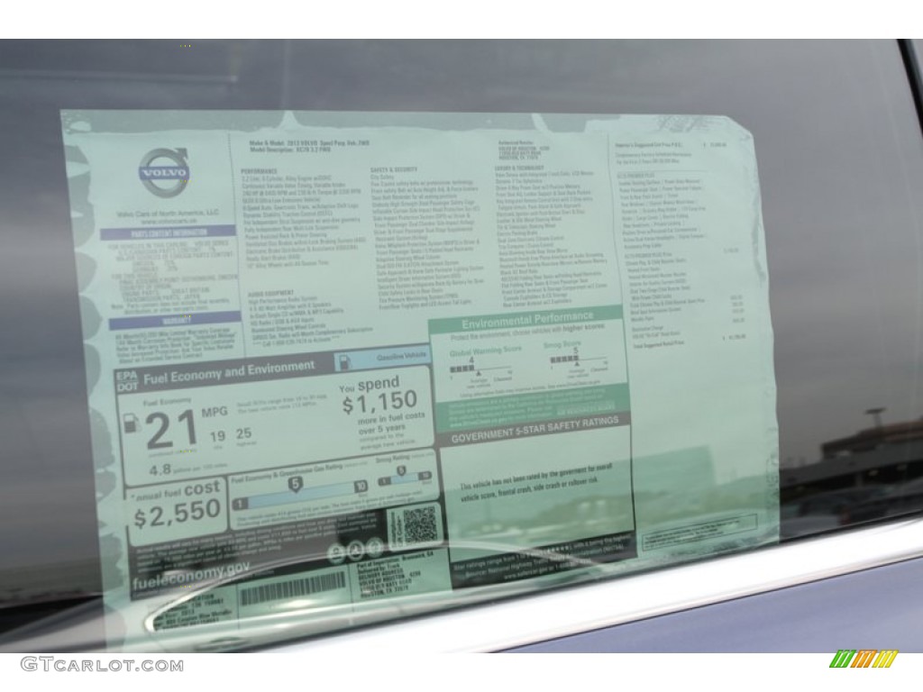 2013 Volvo XC70 3.2 Window Sticker Photo #75605816