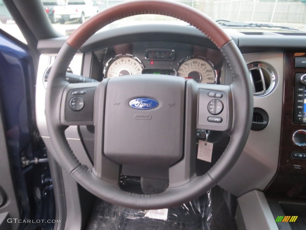 2013 Ford Expedition King Ranch King Ranch Charcoal Black/Chaparral Leather Steering Wheel Photo #75607640