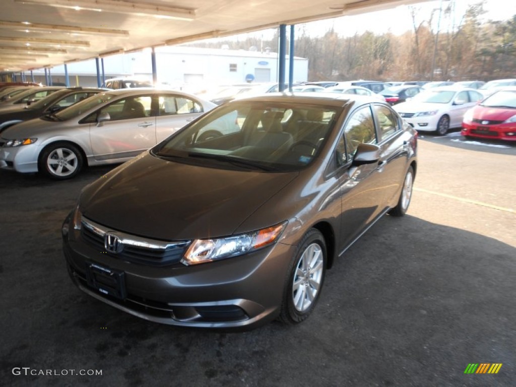 2012 Civic EX-L Sedan - Urban Titanium Metallic / Beige photo #28