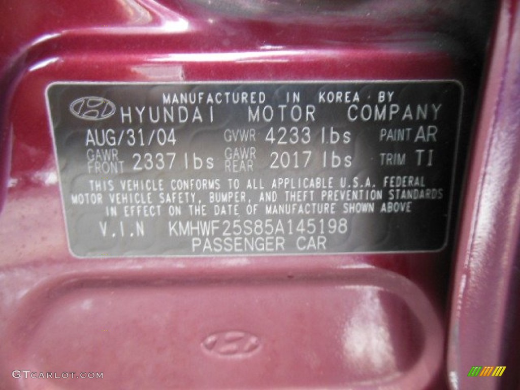 2005 Sonata GL - Ruby Red / Beige photo #25