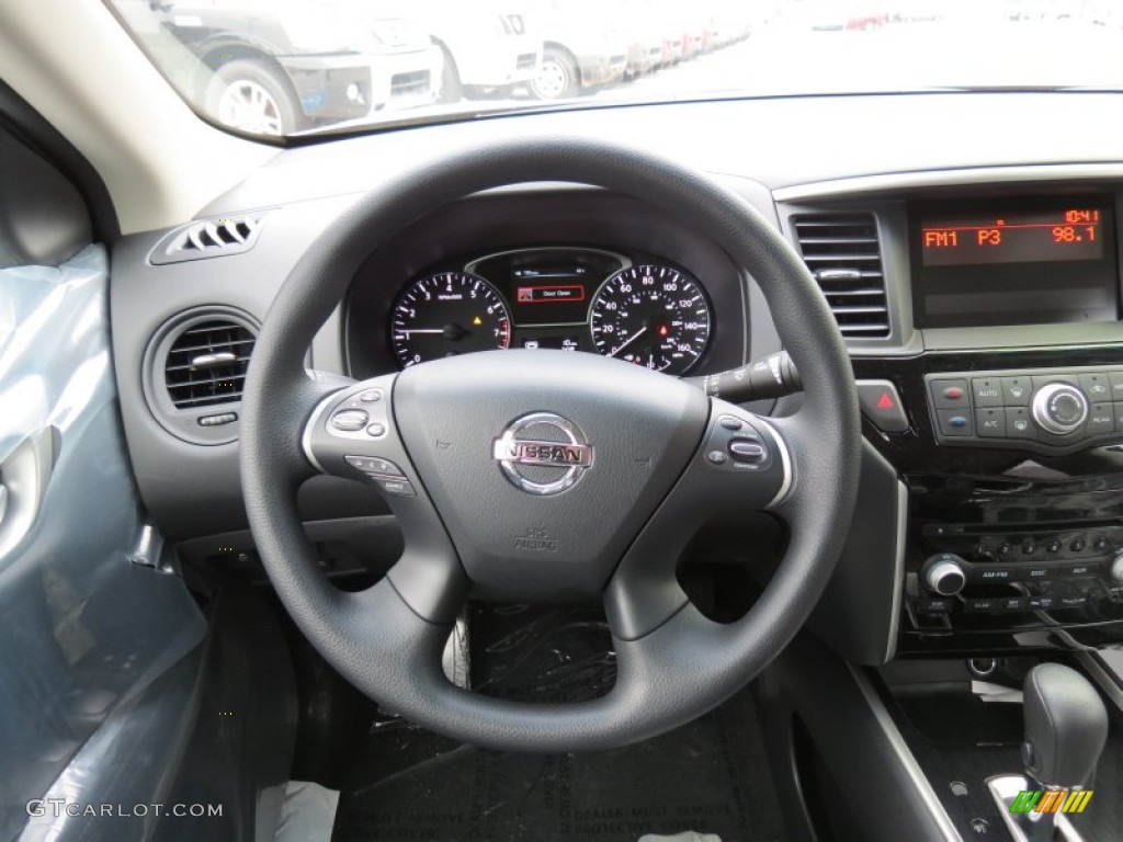 2013 Nissan Pathfinder S Charcoal Steering Wheel Photo #75618915