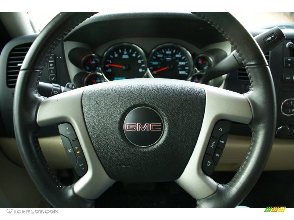 2009 GMC Sierra 1500 SLE Crew Cab Ebony/Light Cashmere Steering Wheel Photo #75619232