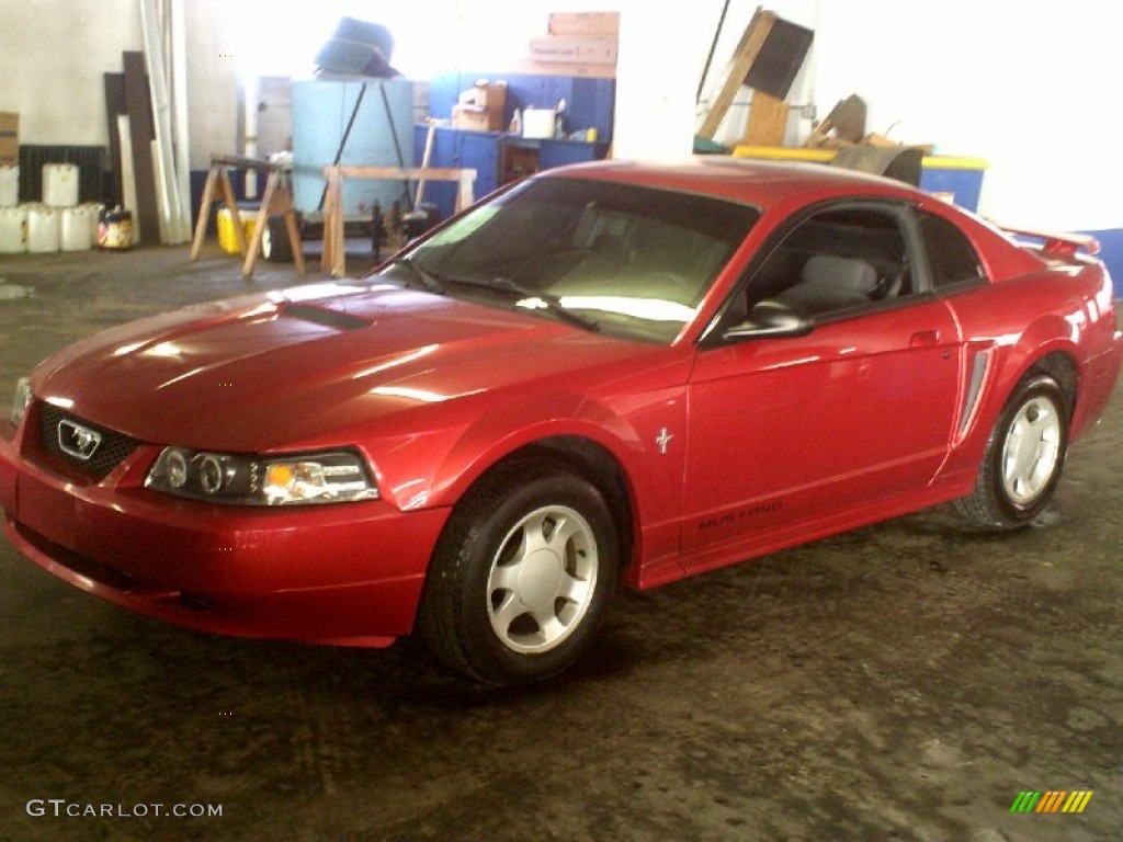 2001 Mustang V6 Coupe - Laser Red Metallic / Medium Parchment photo #5