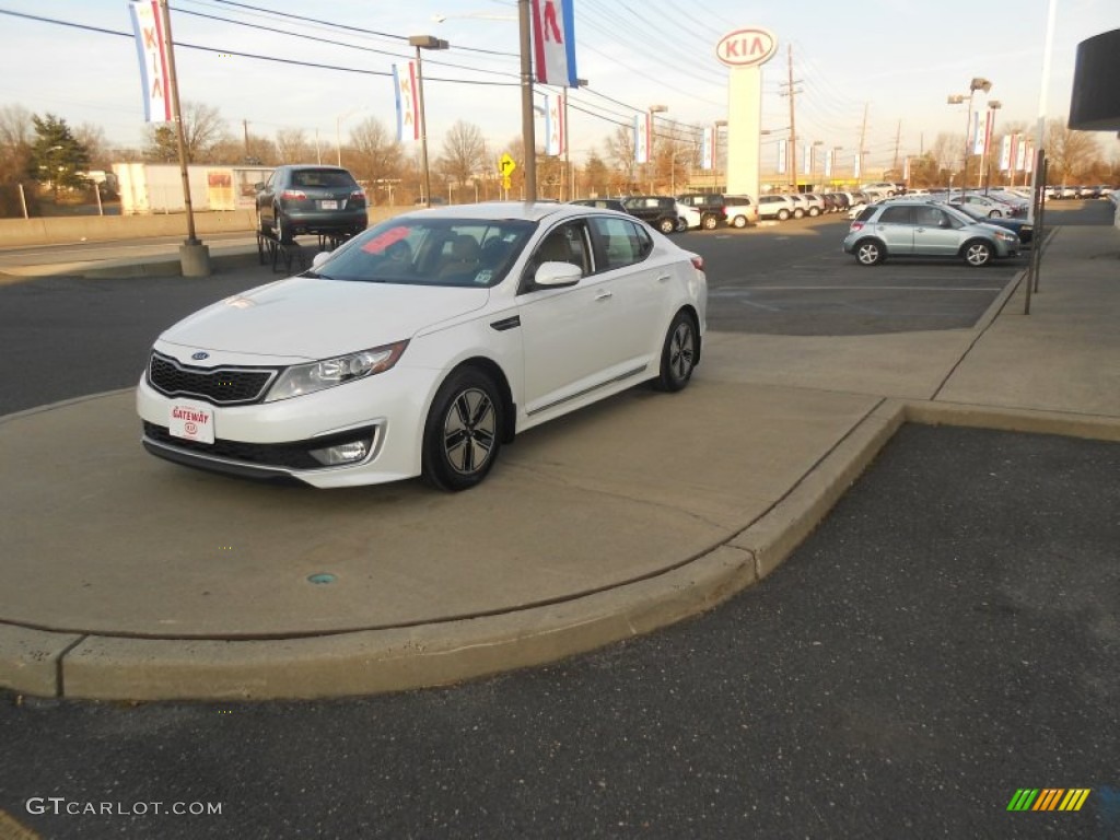 2012 Optima Hybrid - Snow White Pearl / Beige photo #1