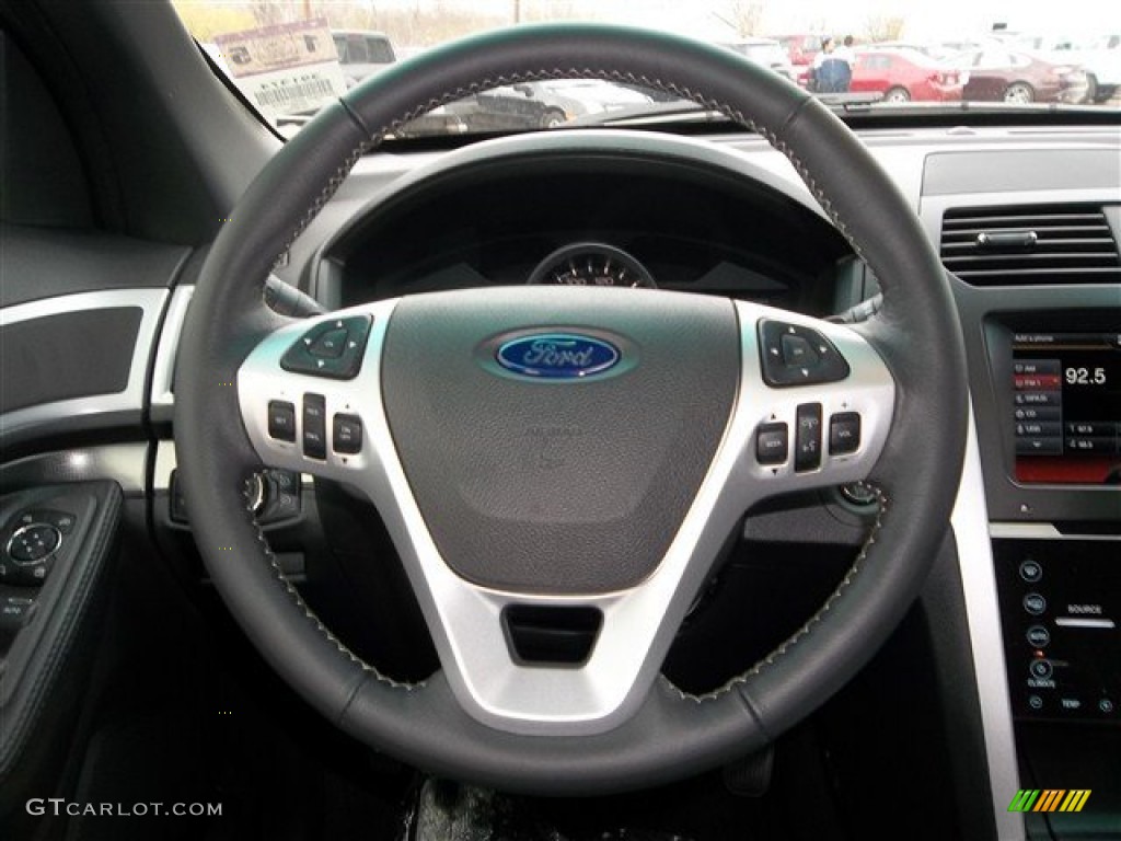 2013 Ford Explorer Sport 4WD Charcoal Black Steering Wheel Photo #75627846