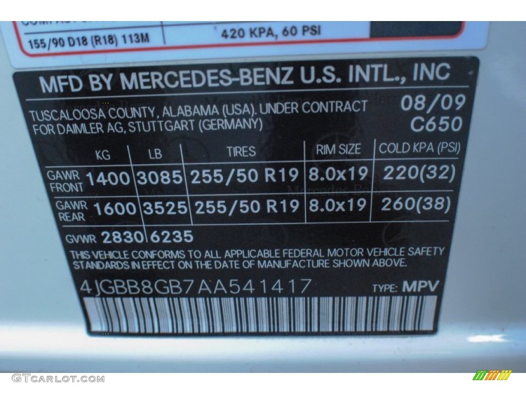 2010 ML Color Code 650 for Arctic White Photo #75632135