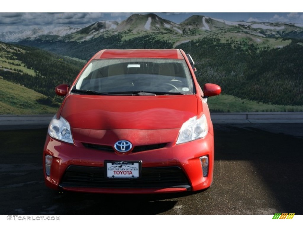 2013 Prius Two Hybrid - Barcelona Red Metallic / Bisque photo #3