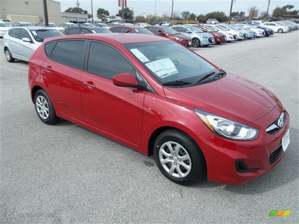 Boston Red 2013 Hyundai Accent GS 5 Door Exterior Photo #75635034