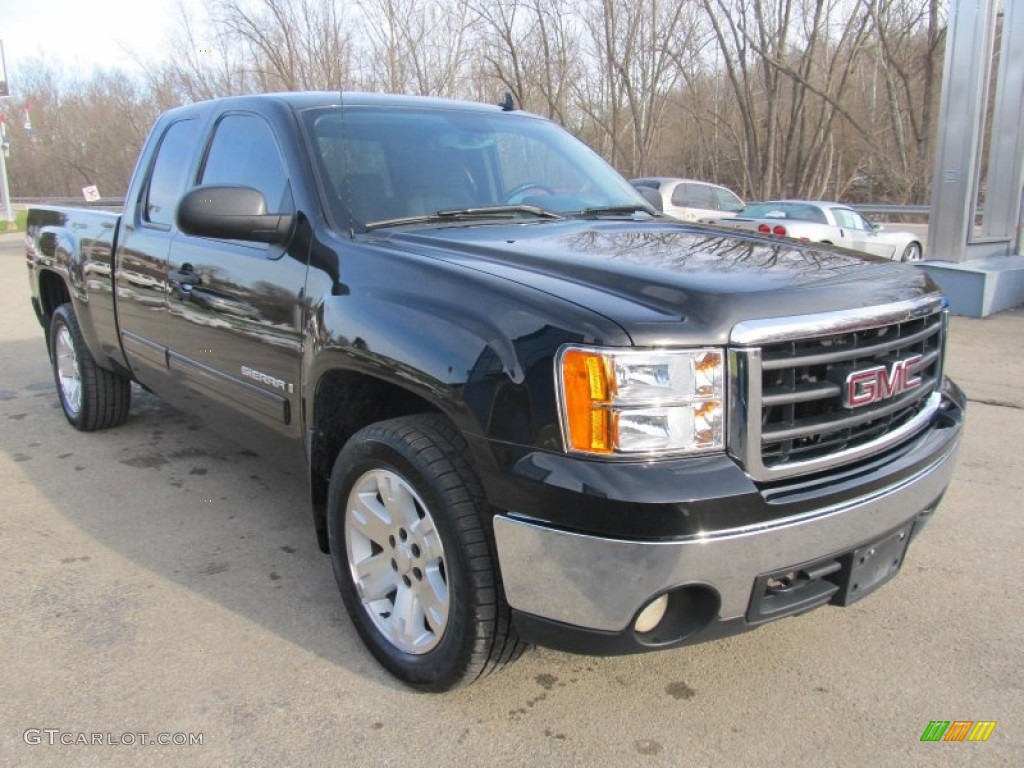 Onyx Black 2008 GMC Sierra 1500 SLE Extended Cab 4x4 Exterior Photo #75640389