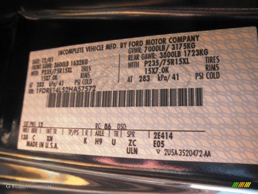 2002 E Series Van Color Code L2 for True Blue Metallic Photo #75640455