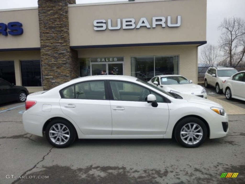 2013 Impreza 2.0i Premium 4 Door - Satin White Pearl / Ivory photo #8