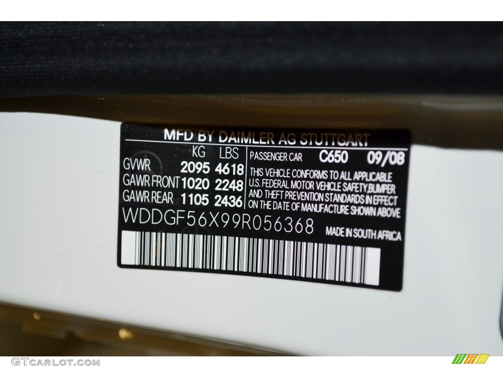 2009 Mercedes-Benz C 350 Sport Color Code Photos