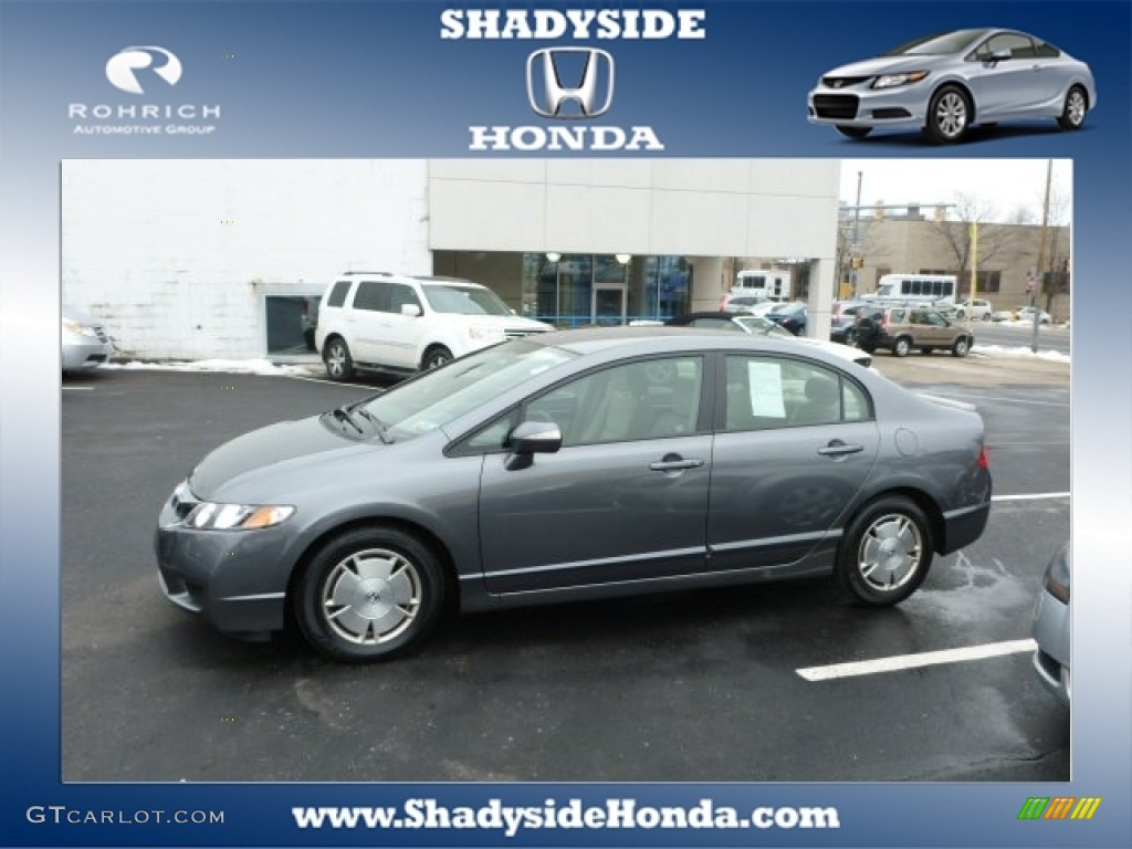 2009 Civic Hybrid Sedan - Polished Metal Metallic / Beige photo #1