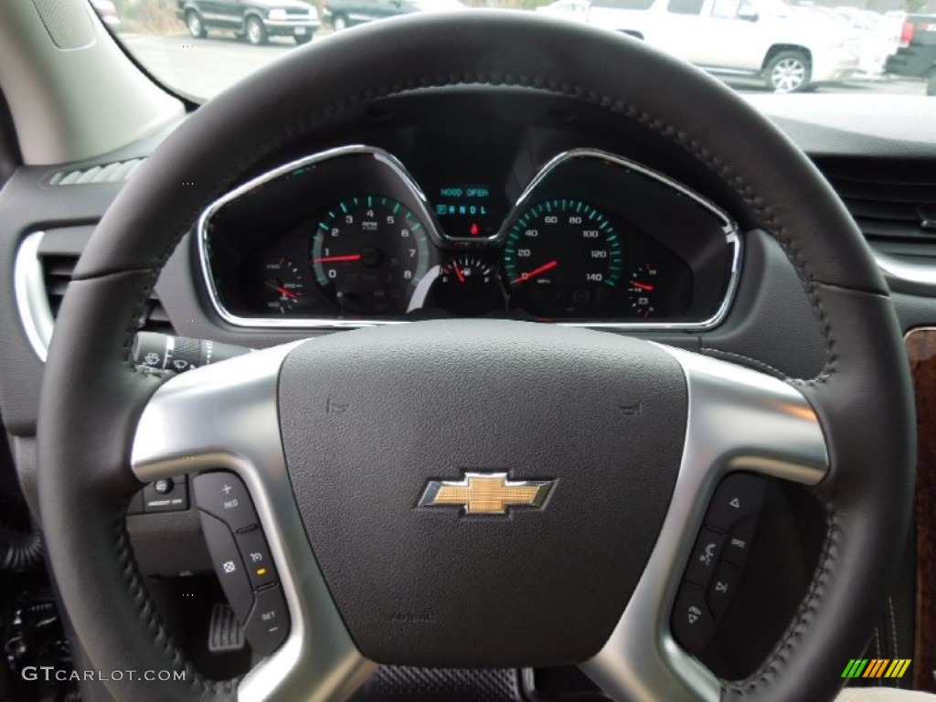 2013 Chevrolet Traverse LTZ Ebony Steering Wheel Photo #75644973