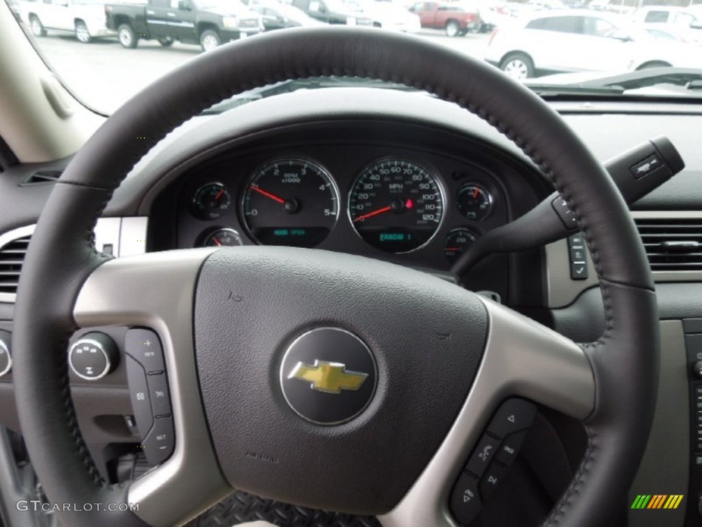 2013 Chevrolet Silverado 2500HD LTZ Crew Cab 4x4 Ebony Steering Wheel Photo #75647031