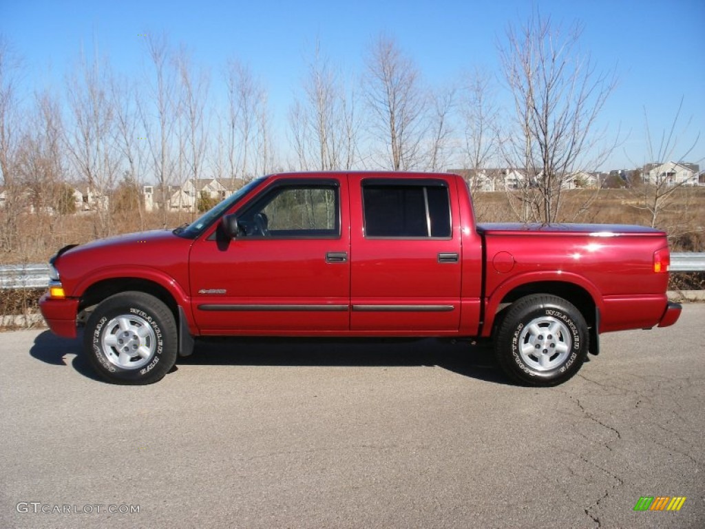 Dark Cherry Red Metallic 2003 Chevrolet S10 LS Crew Cab 4x4 Exterior Photo #75647498