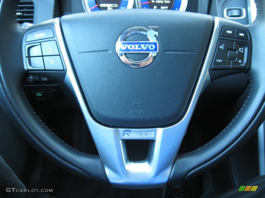 2011 Volvo XC60 T6 AWD R-Design R Design Off Black/Beige Inlay Steering Wheel Photo #75649631