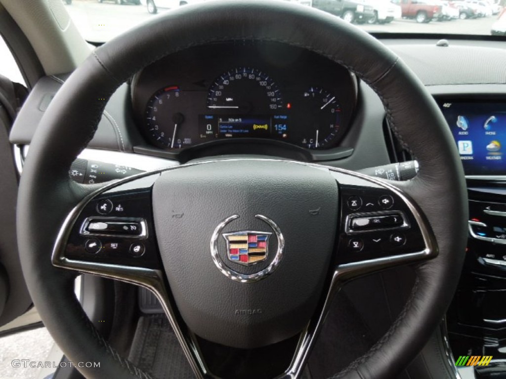 2013 Cadillac ATS 3.6L Luxury Jet Black/Jet Black Accents Steering Wheel Photo #75651087