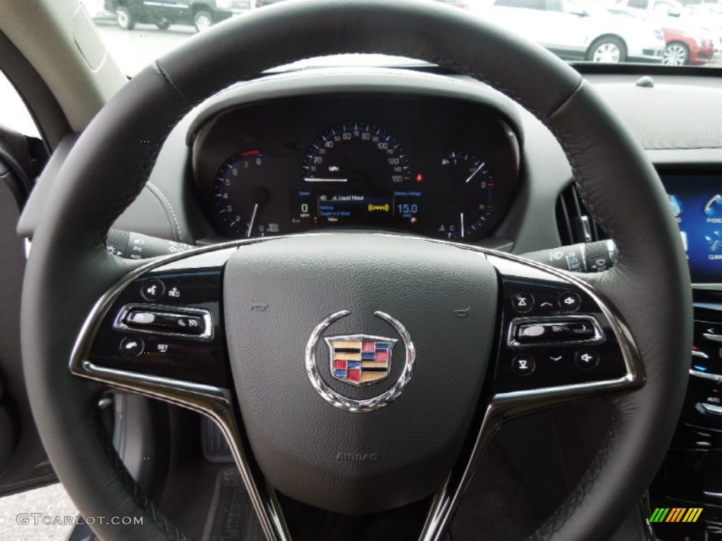 2013 Cadillac ATS 2.0L Turbo Jet Black/Jet Black Accents Steering Wheel Photo #75651900