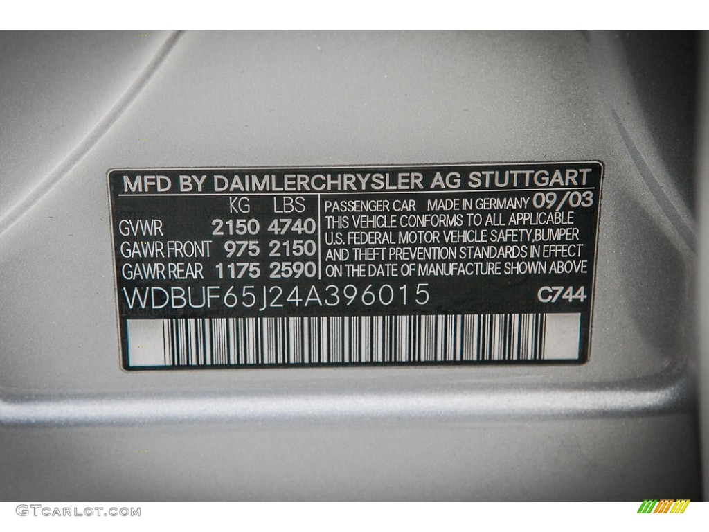 2004 E Color Code 744 for Brilliant Silver Metallic Photo #75655274