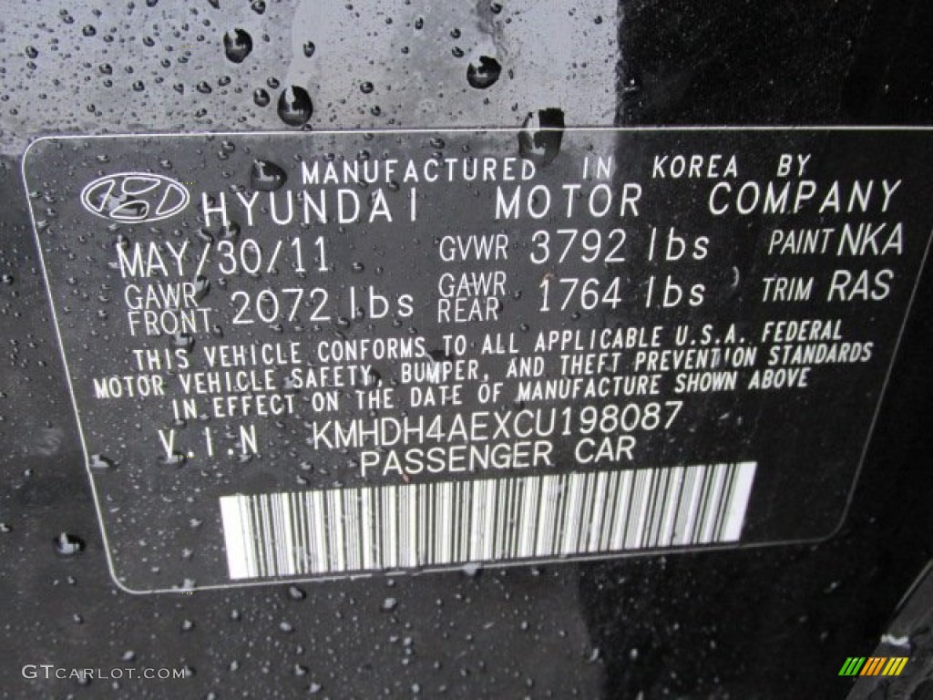2012 Elantra Limited - Black Noir Pearl / Gray photo #23