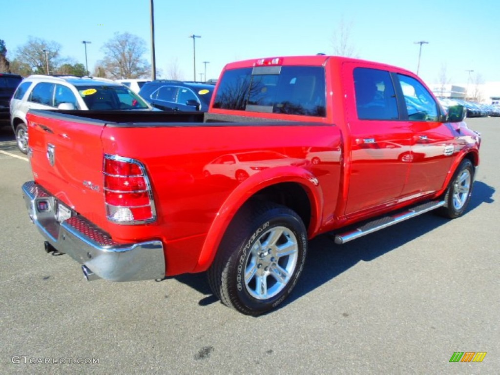 2012 Ram 1500 Laramie Longhorn Crew Cab 4x4 - Flame Red / Light Pebble Beige/Bark Brown photo #5