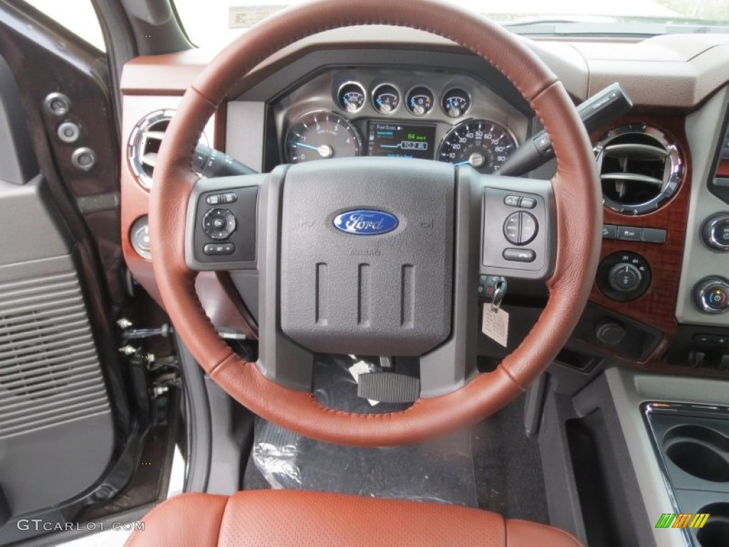 2013 Ford F250 Super Duty King Ranch Crew Cab 4x4 King Ranch Chaparral Leather/Black Trim Steering Wheel Photo #75662274