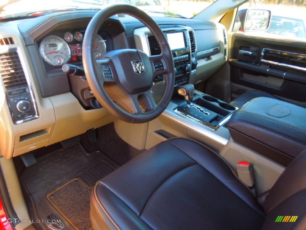 2012 Ram 1500 Laramie Longhorn Crew Cab 4x4 - Flame Red / Light Pebble Beige/Bark Brown photo #32