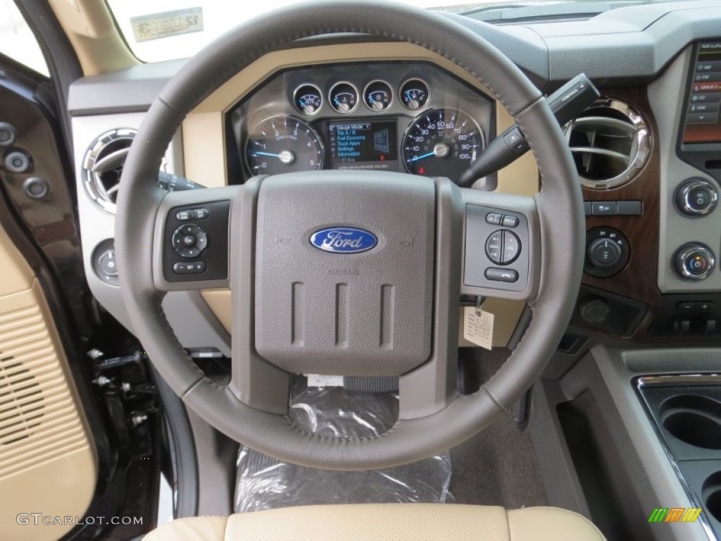 2013 Ford F350 Super Duty Lariat Crew Cab 4x4 Adobe Steering Wheel Photo #75662751