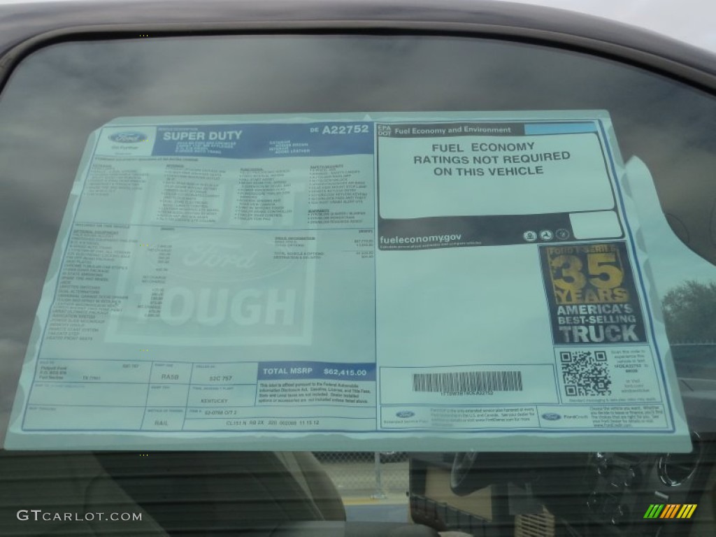 2013 Ford F350 Super Duty Lariat Crew Cab 4x4 Window Sticker Photo #75662803