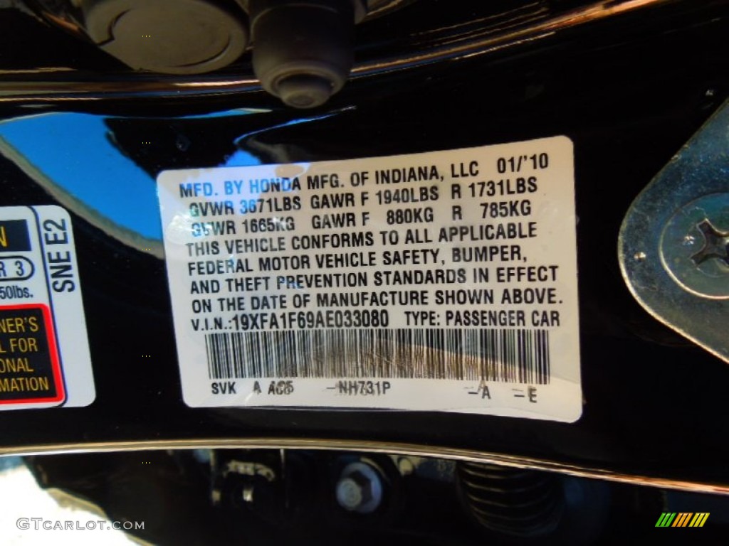 2010 Civic LX-S Sedan - Crystal Black Pearl / Black photo #8