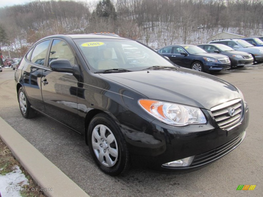 Black Pearl 2008 Hyundai Elantra GLS Sedan Exterior Photo #75667590