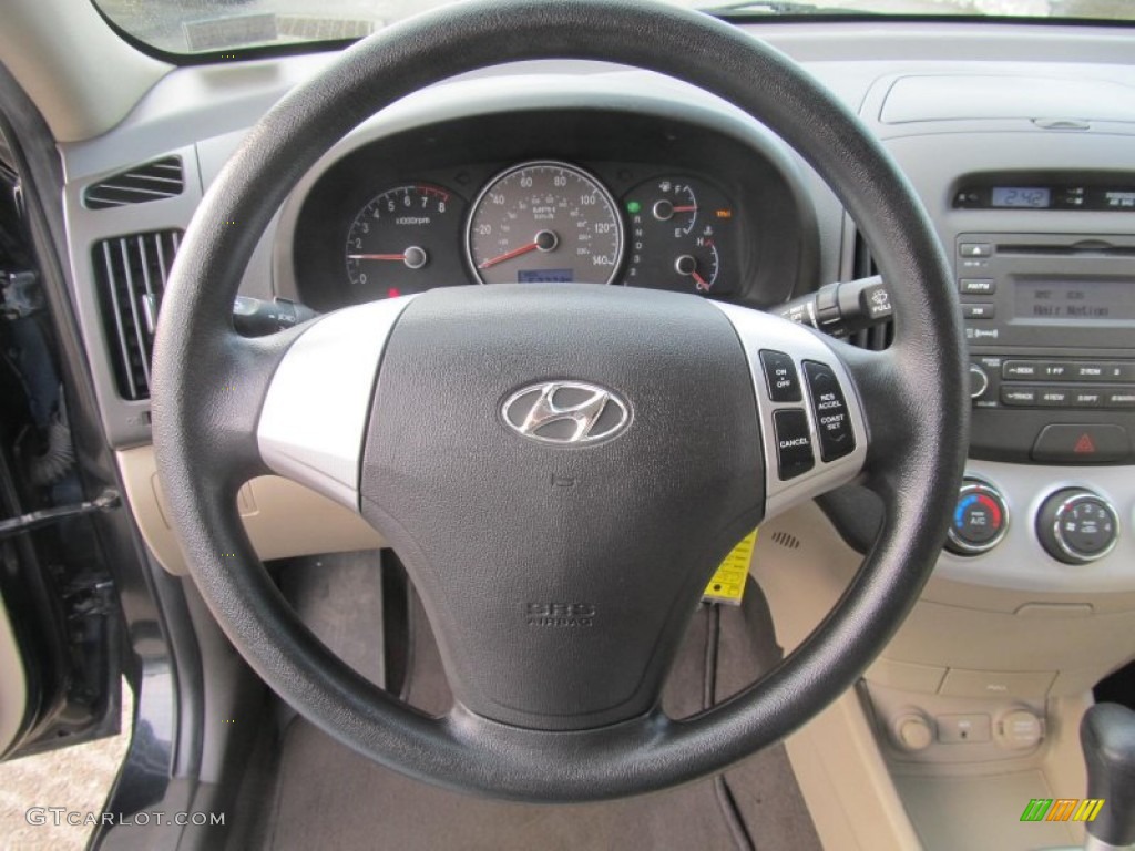 2008 Hyundai Elantra GLS Sedan Beige Steering Wheel Photo #75667623