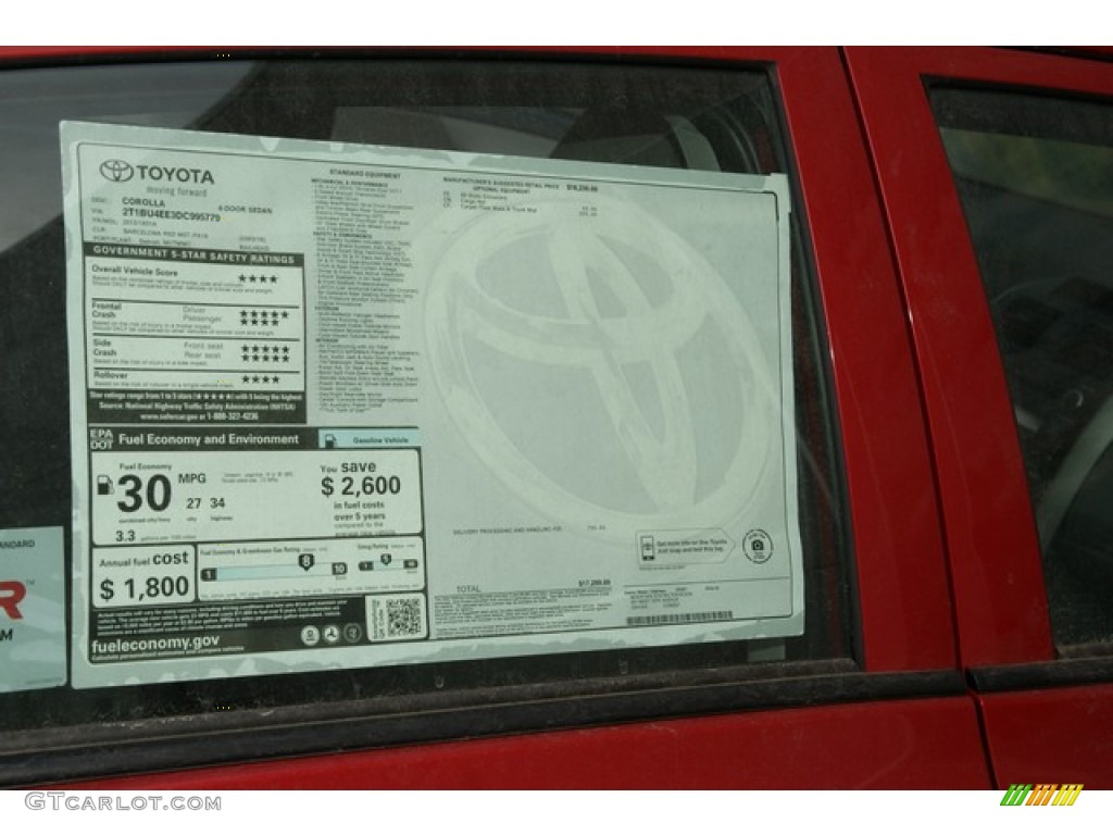2013 Toyota Corolla L Window Sticker Photo #75671988