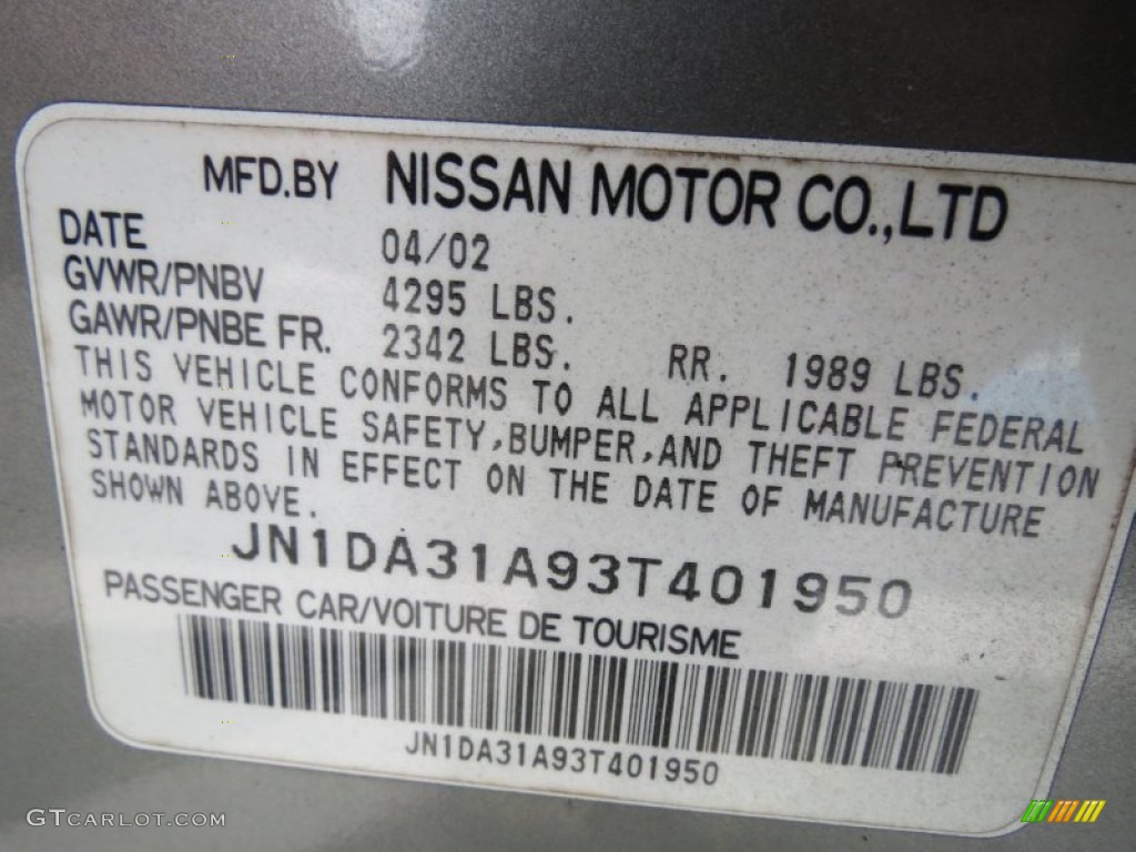 2003 Maxima SE - Gray Lustre / Frost photo #15