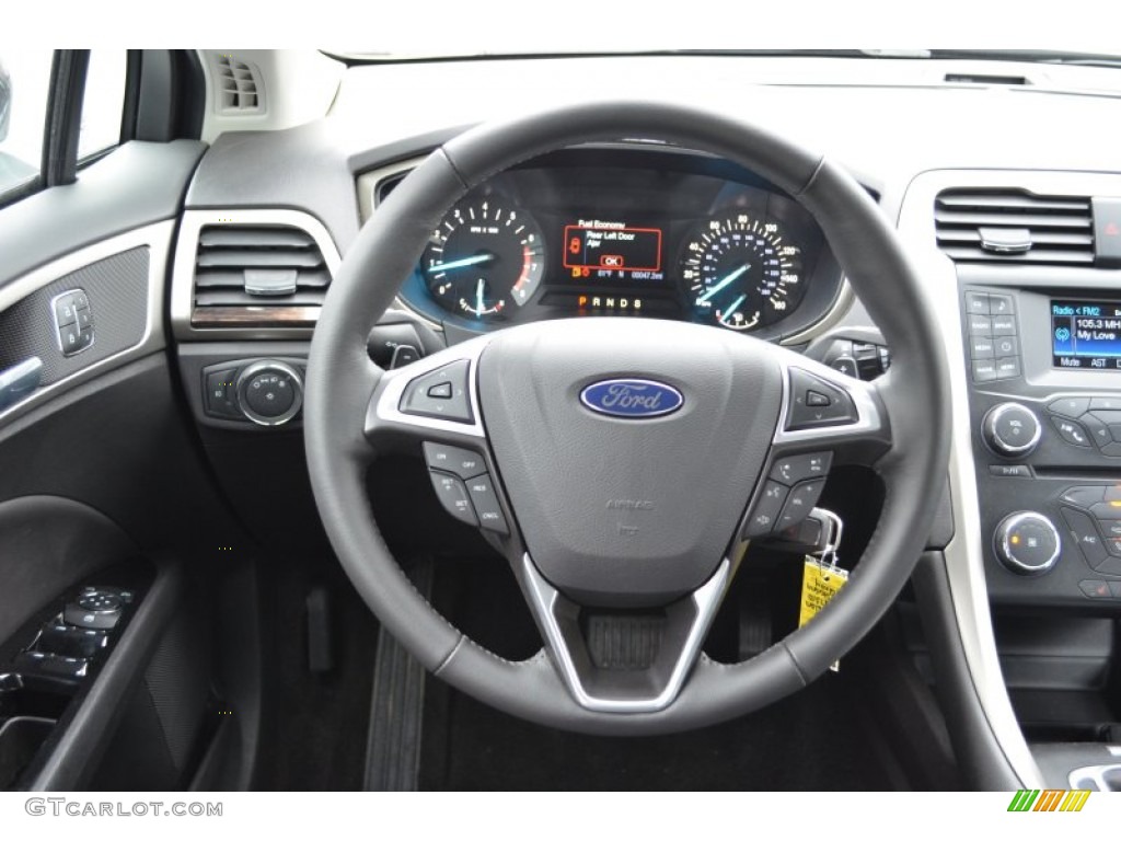 2013 Ford Fusion SE 2.0 EcoBoost Charcoal Black Steering Wheel Photo #75673593