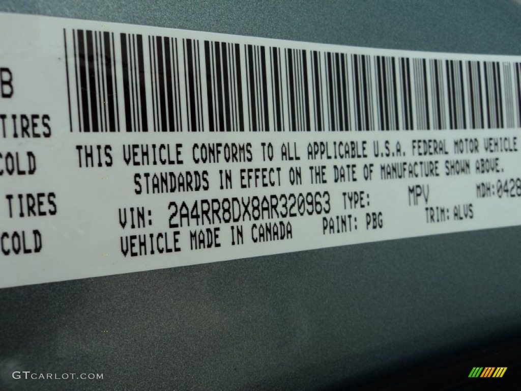 2010 Town & Country Color Code PBG for Clearwater Blue Pearl Photo #75678672