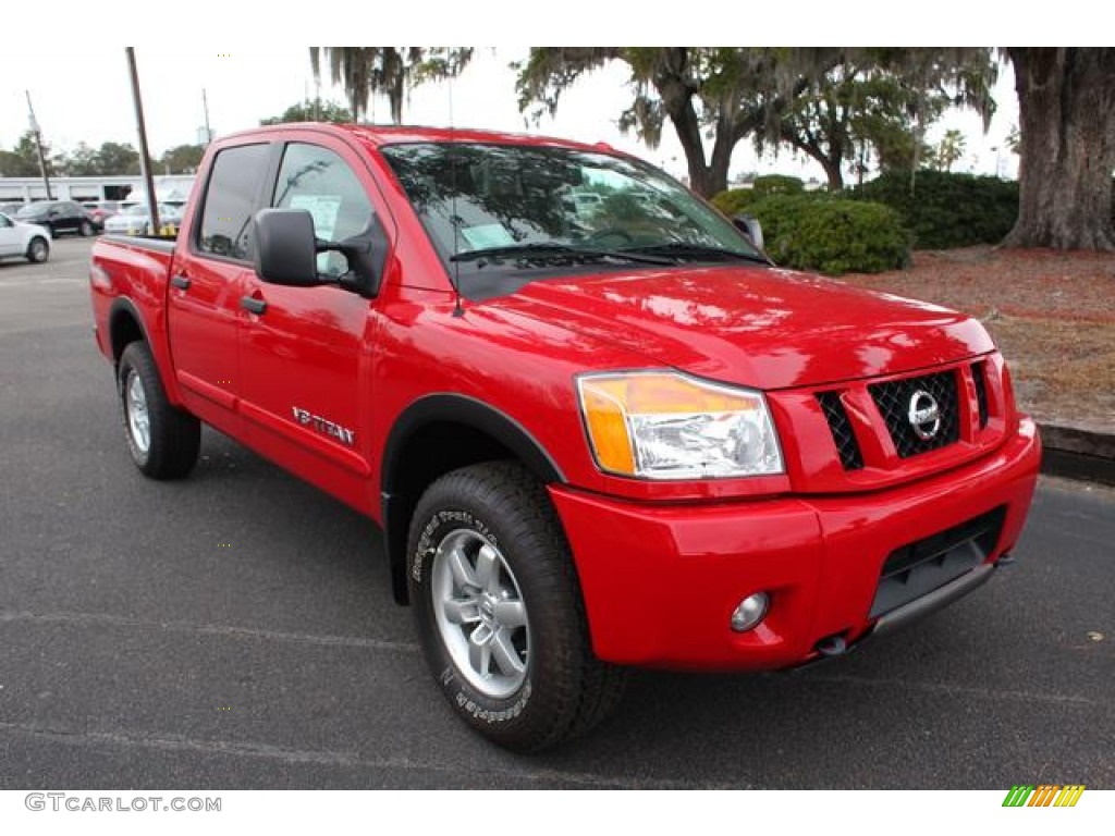 Red Alert 2012 Nissan Titan Pro-4X Crew Cab 4x4 Exterior Photo #75683343