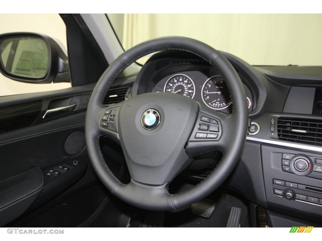 2013 BMW X3 xDrive 28i Black Steering Wheel Photo #75683823