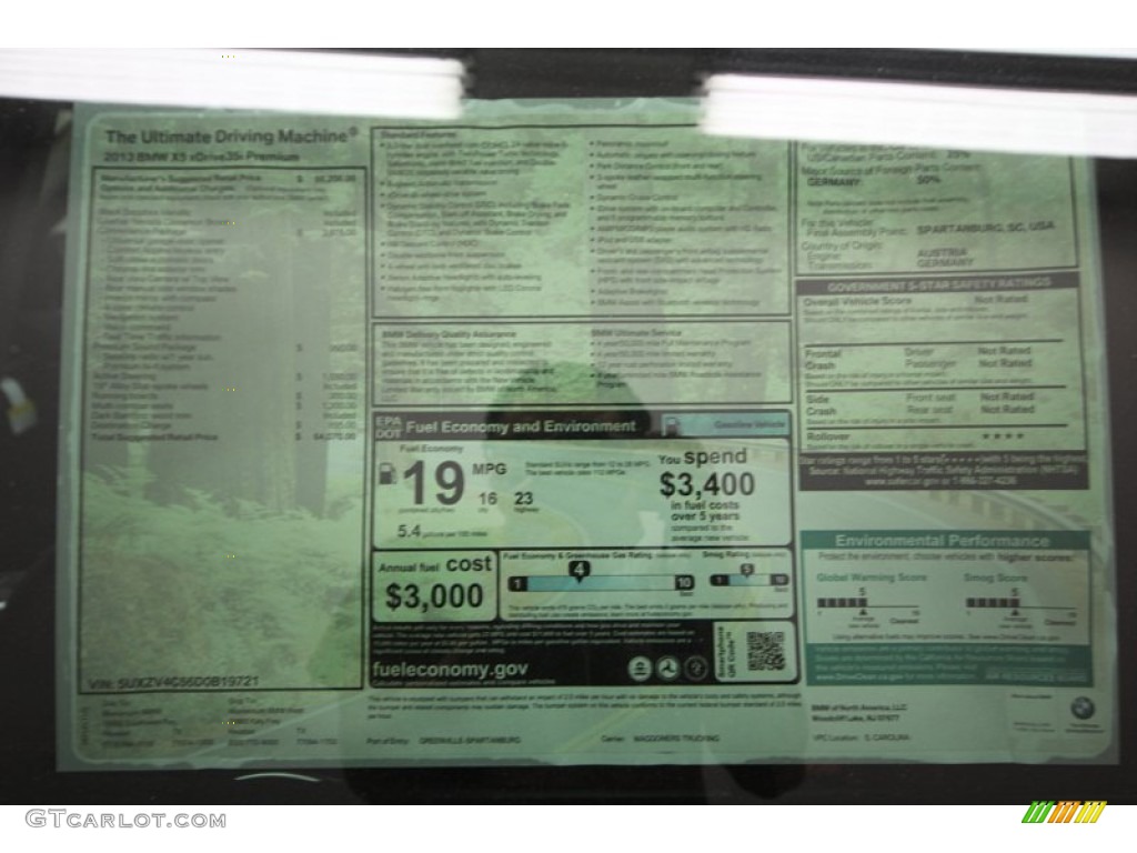 2013 BMW X5 xDrive 35i Premium Window Sticker Photo #75685763