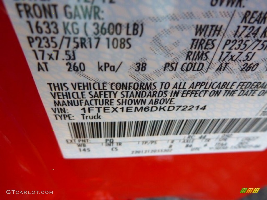 2013 F150 Color Code PQ for Race Red Photo #75690015